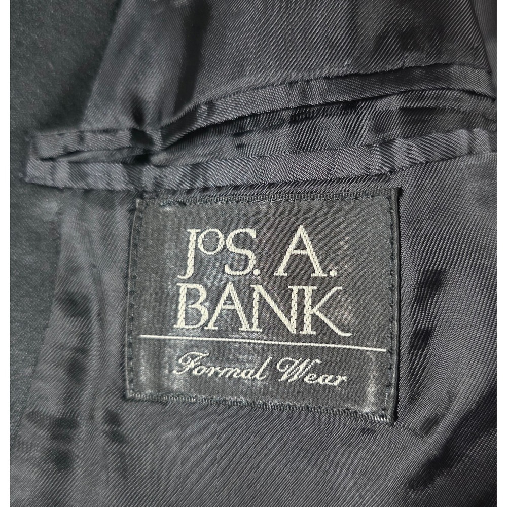 Jos A Bank Mens 38R Tuxedo Jacket Black 100% Wool Satin Peak Lapel Made in USA - Picture 6 of 13